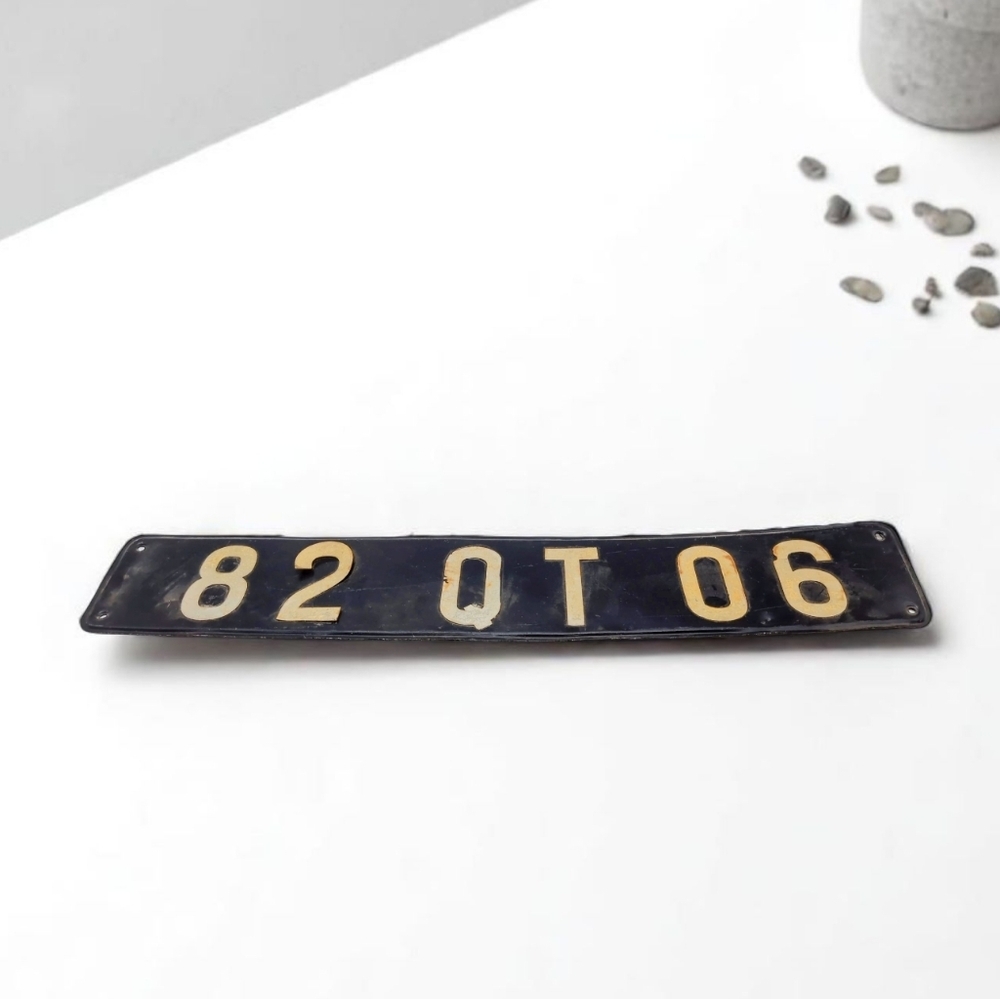 Vintage Black and White European License Plate Wall Decor